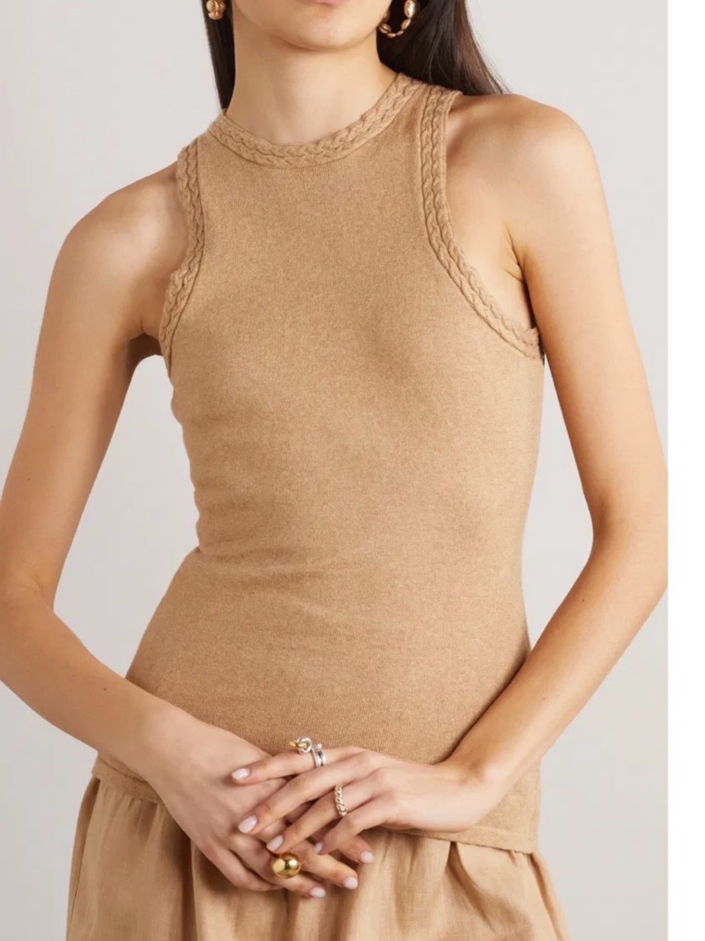 JOSLIN Braided Organic Cotton Cashmere Tank Women’s Small 4